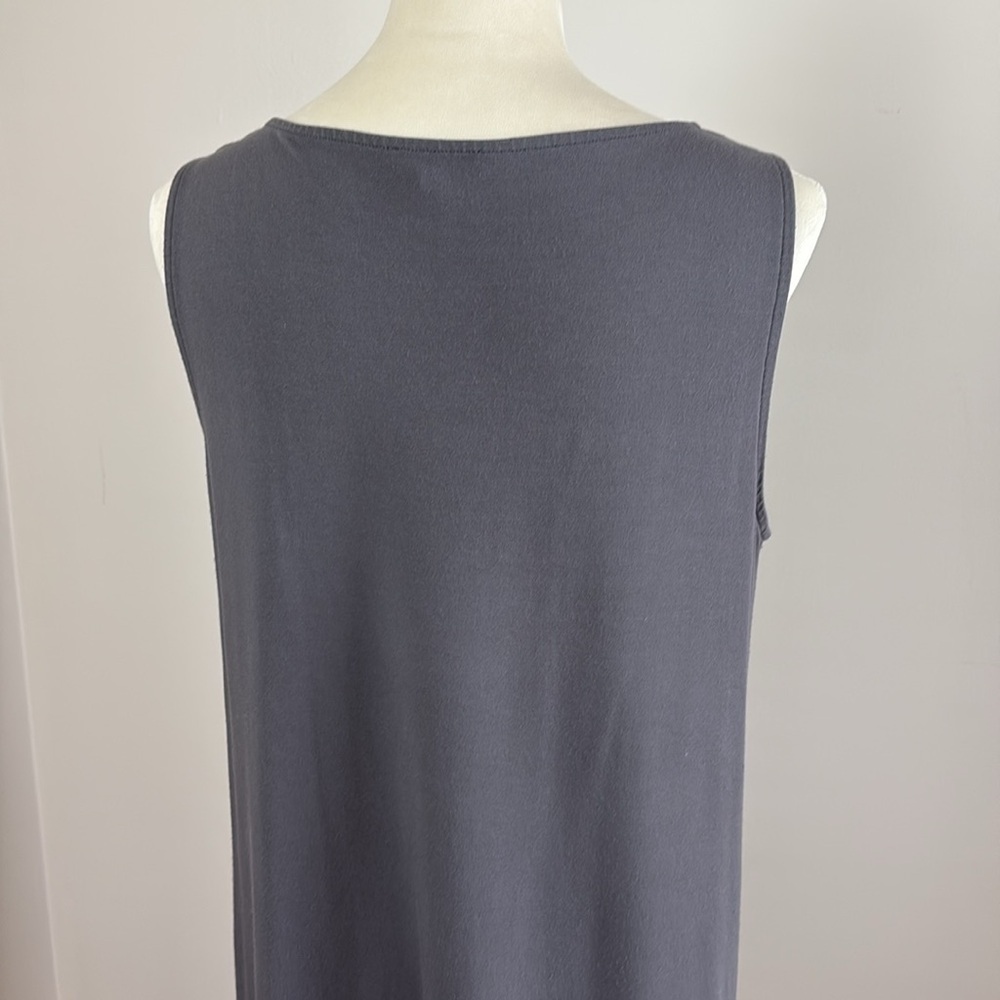 Eileen Fisher Sleeveless Dress Rayon Lycra Soft Stretch Knit A Line Grey Size M - Picture 7 of 11